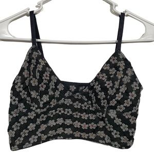 Intimately Free People Grey Floral Long Line Bralette